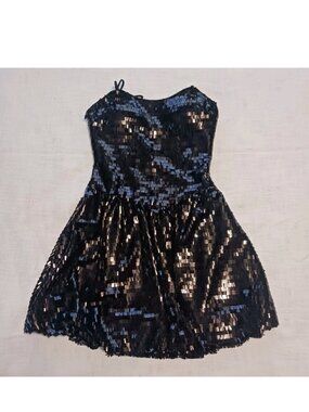 Prom Grad Nite Violet Weekend Black Sequined Mini Dress Junior Size 5/6 Upscale